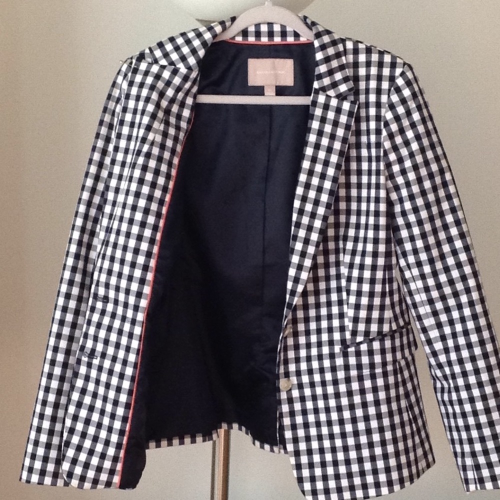 ⭕️ Banana Republic - B/W 'Gingham Fitted' Jacket - Picture 2 of 8